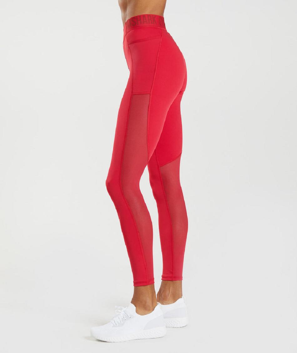 Leggins Gymshark Entrenamiento Brandmark Mujer Rojas | CO 2832ILH